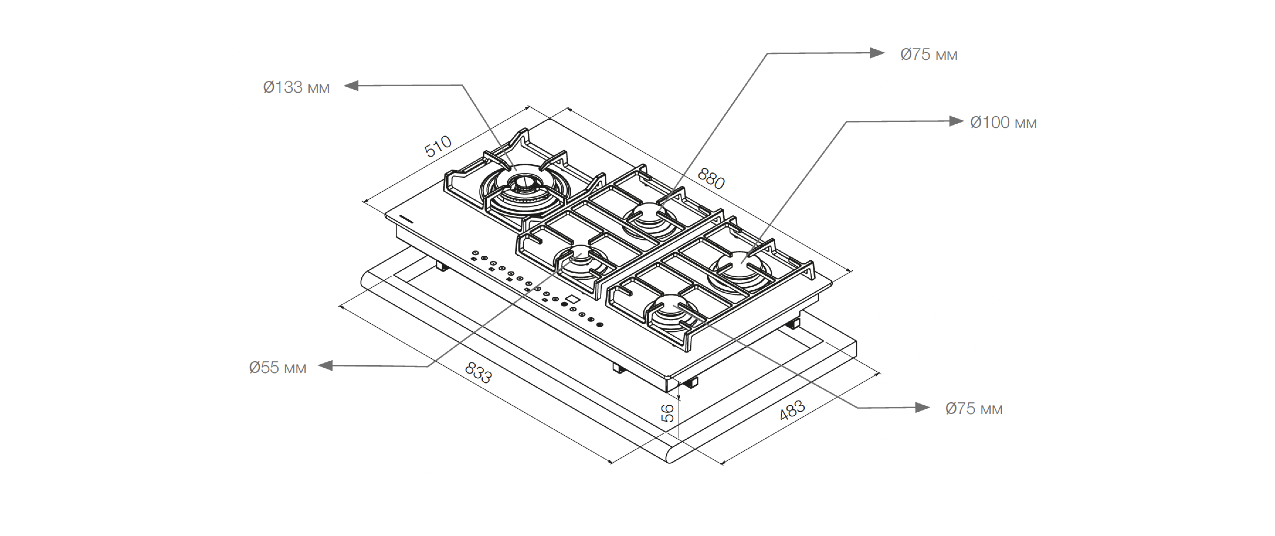 Газовая варочная панель PGA-4490 Touch Control